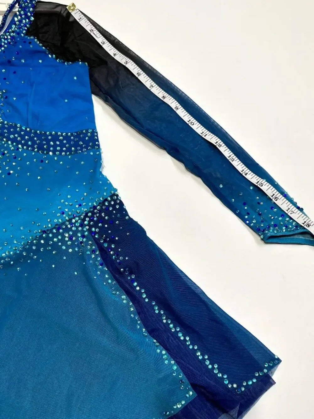New Navy Blue Crystal Figure Skating Dress Girls 14